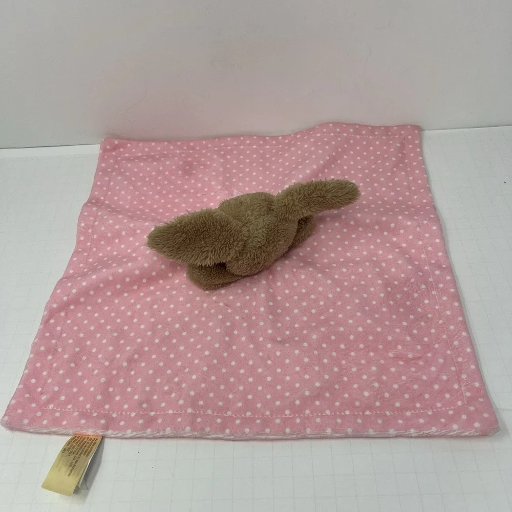 MTY International Security Blanket 13x13 Pink Bunny Polka Dot Satin Lining
